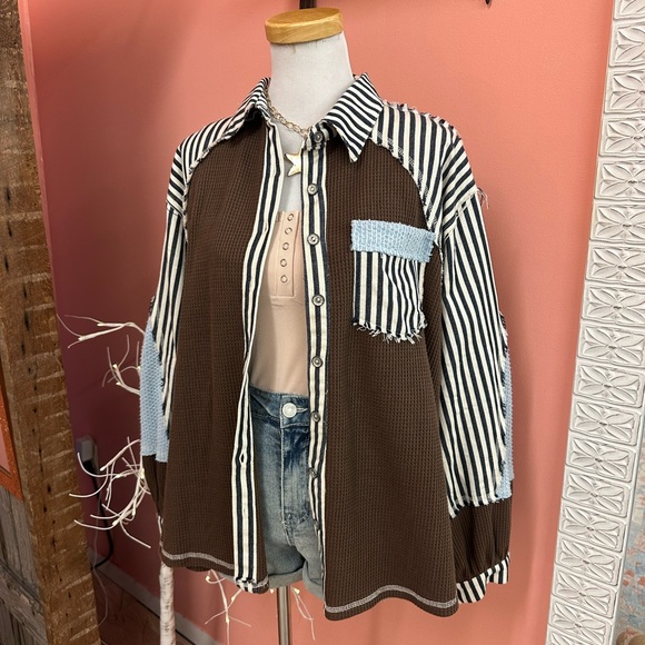 POL Jackets & Blazers - New! POL Patchwork Anchor Waffle Jacket